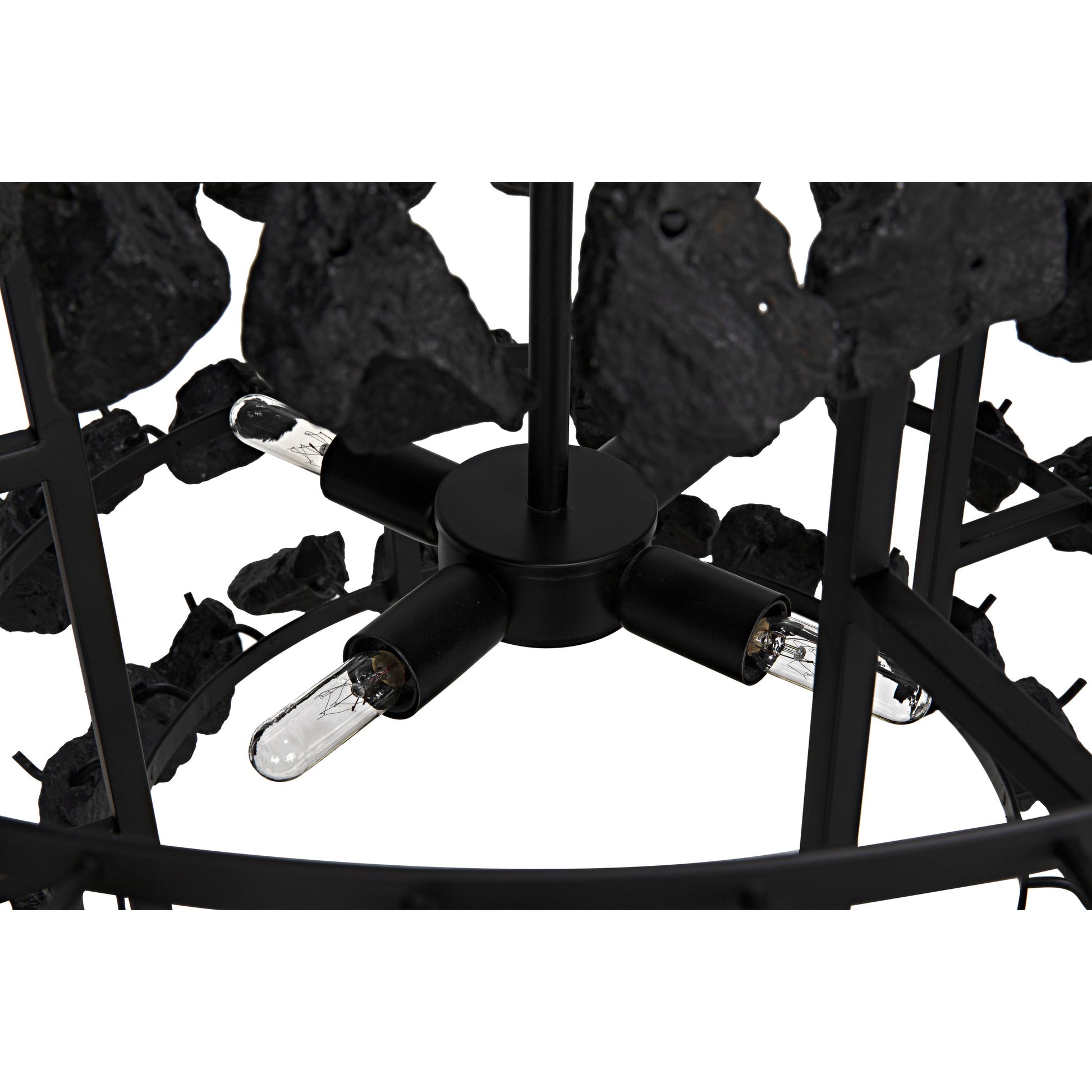 Vulcan Chandelier by Noir in black. Made from metal, rocks in a modern style.