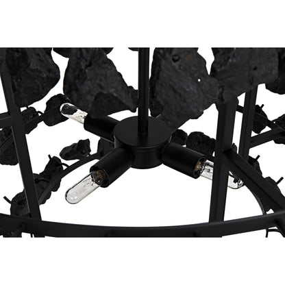 Vulcan Chandelier by Noir in black. Made from metal, rocks in a modern style.