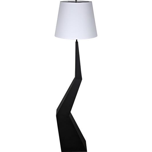 Rhombus Floor Lamp with Shade by Noir in matte black. Made from industrial steel, silk shade in a modern style.