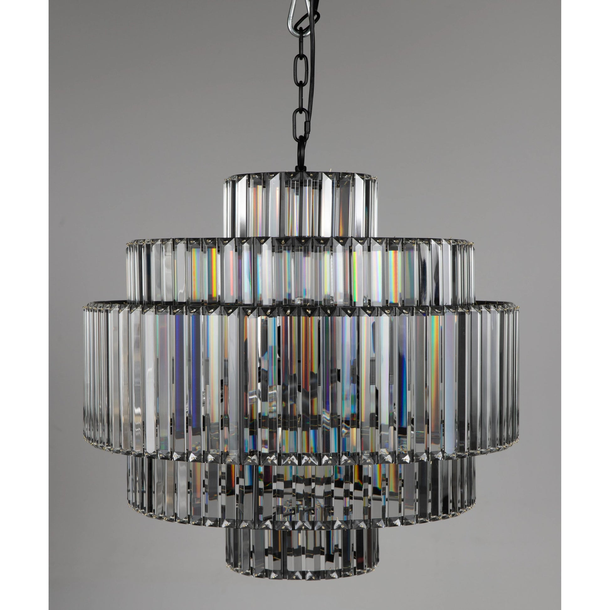 Axa Chandelier by Noir in matte black. Made from industrial steel and crystals in a unique style.