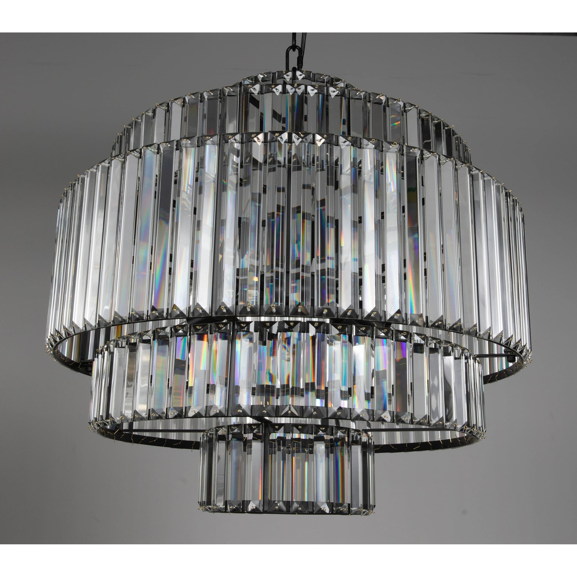 Axa Chandelier by Noir in matte black. Made from industrial steel and crystals in a unique style.