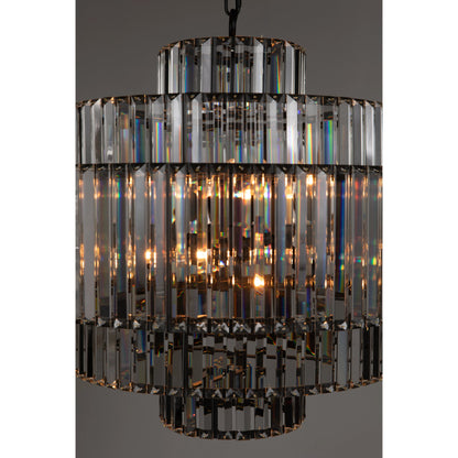 Axa Chandelier by Noir in matte black. Made from industrial steel and crystals in a unique style.