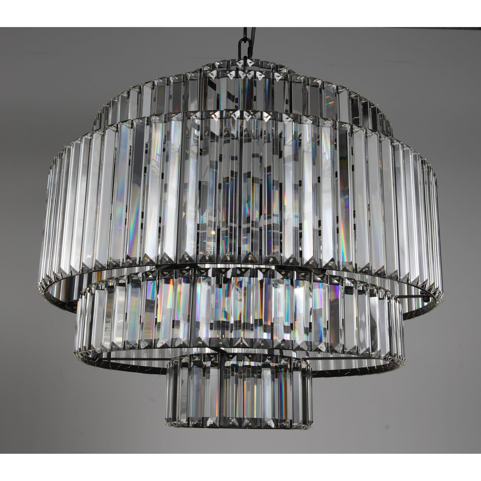 Axa Chandelier by Noir in matte black. Made from industrial steel and crystals in a unique style.