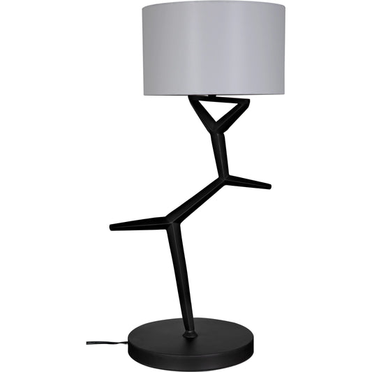 Arizona Lamp by Noir in matte black. Made from industrial steel with silk shade in a modern style.