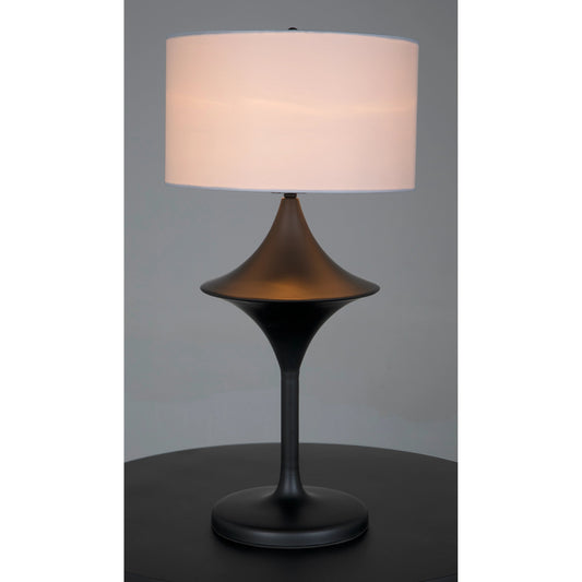 Wilder Lamp by Noir in matte black. Made from industrial steel with silk shade in a modern style.