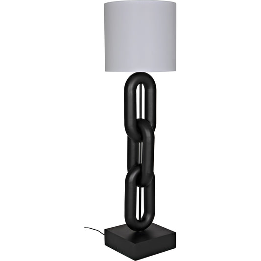Alcatraz Floor Lamp by Noir in matte black. Made from industrial steel with silk shade in a modern style.