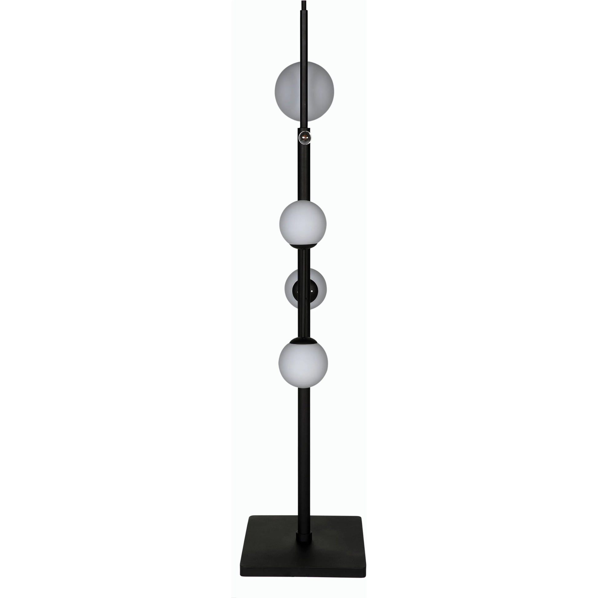 Dasha Floor Lamp by Noir in matte black. Made from industrial steel and frosted globe in a modern style.