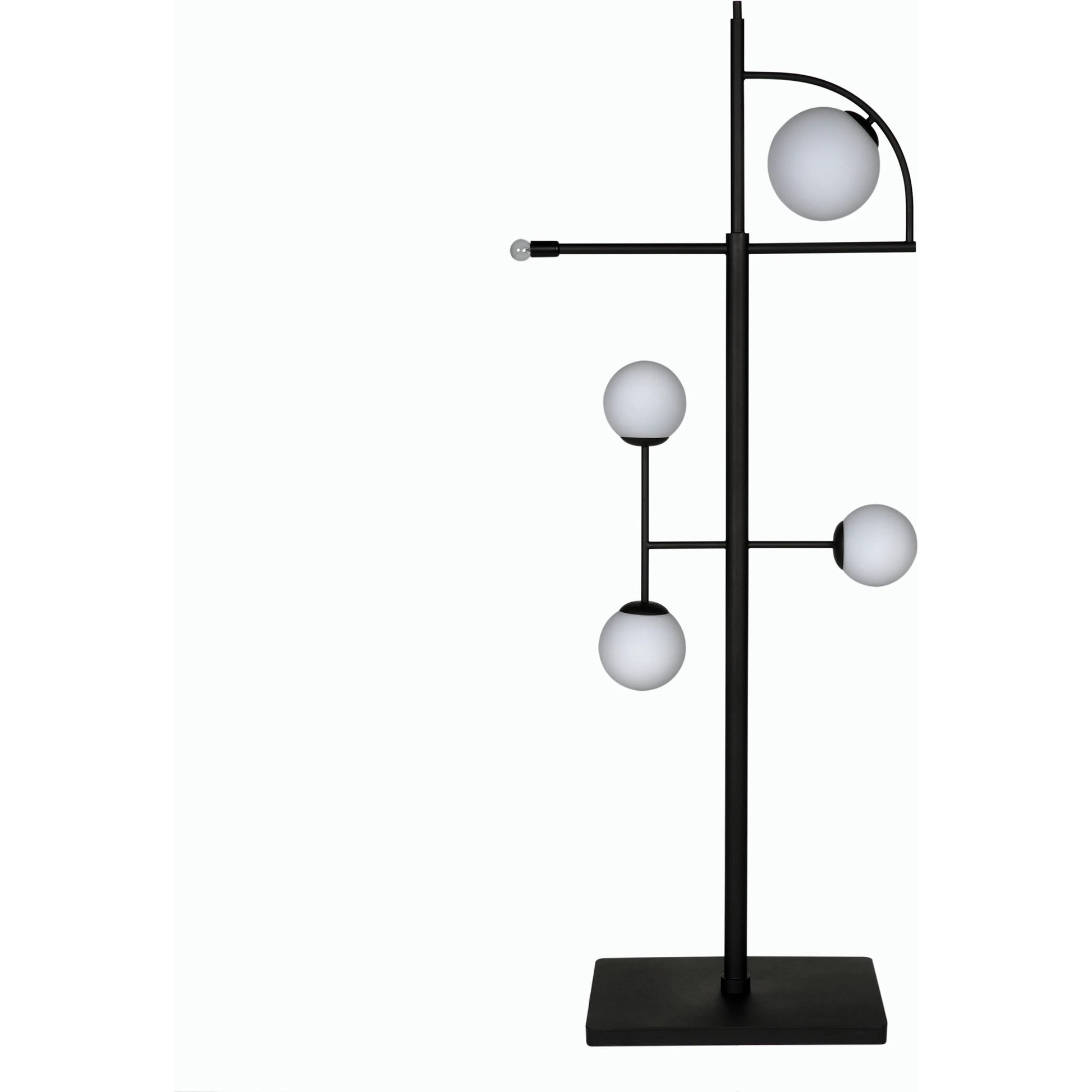 Dasha Floor Lamp by Noir in matte black. Made from industrial steel and frosted globe in a modern style.