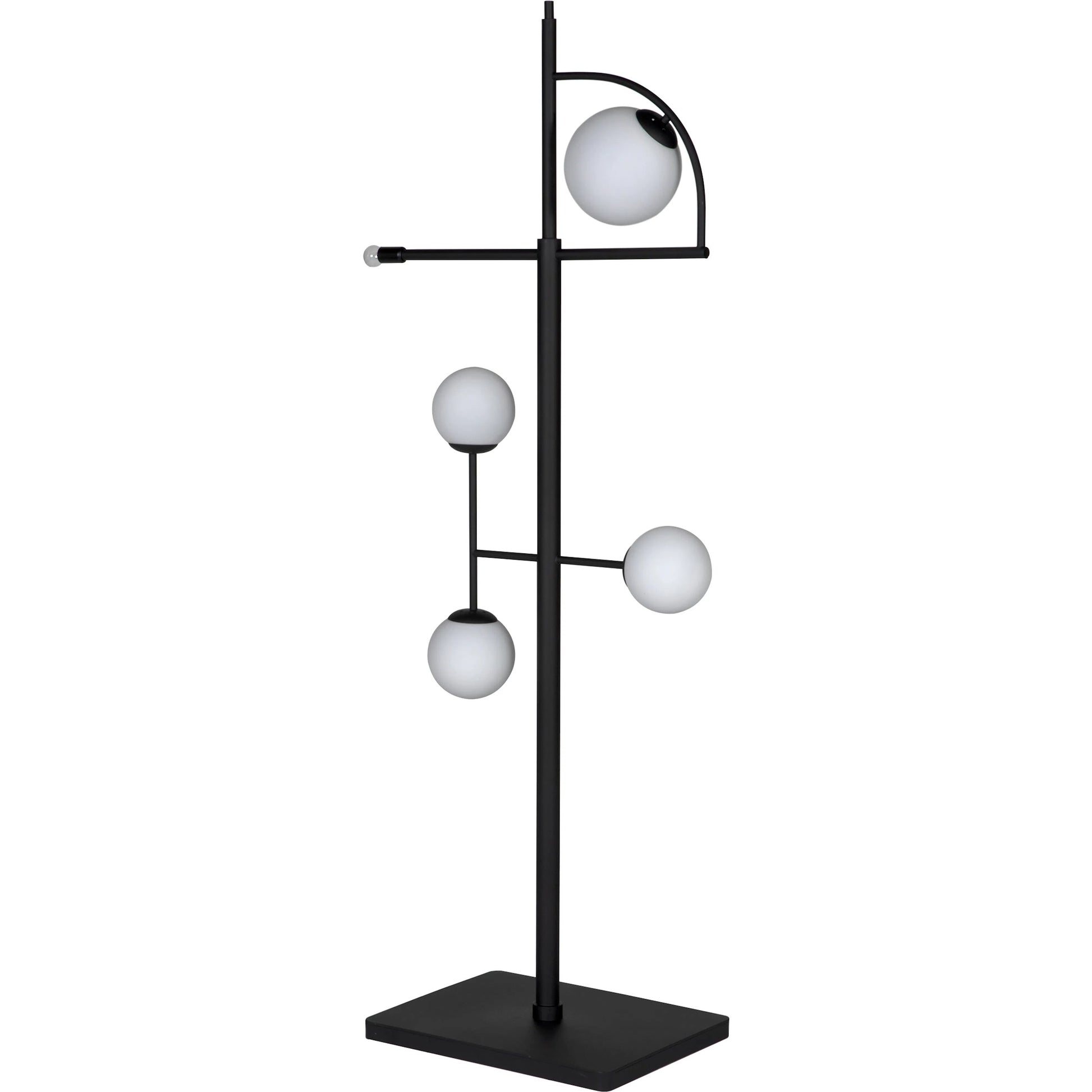 Dasha Floor Lamp by Noir in matte black. Made from industrial steel and frosted globe in a modern style.
