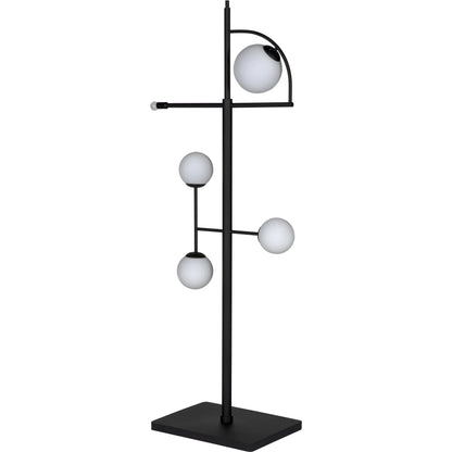 Dasha Floor Lamp by Noir in matte black. Made from industrial steel and frosted globe in a modern style.