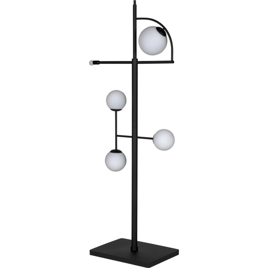 Dasha Floor Lamp by Noir in matte black. Made from industrial steel and frosted globe in a modern style.