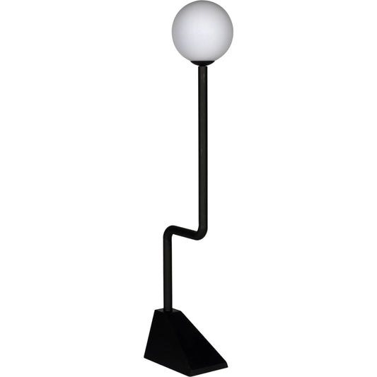 Dallas Floor Lamp by Noir in matte black. Made from industrial steel and frosted globe in a modern style.