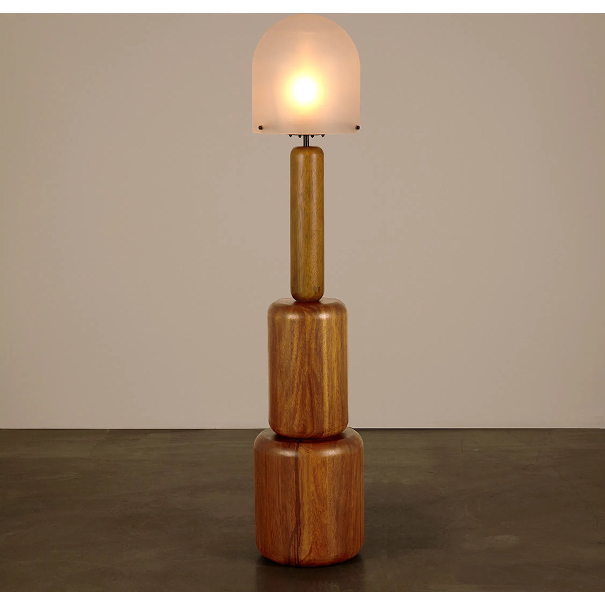 Mondo Floor Lamp by Noir in dark walnut, frosted glass. Made from walnut, glass in a unique style.