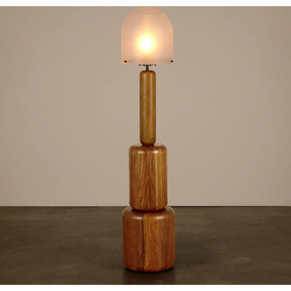 Mondo Floor Lamp by Noir in dark walnut, frosted glass. Made from walnut, glass in a unique style.