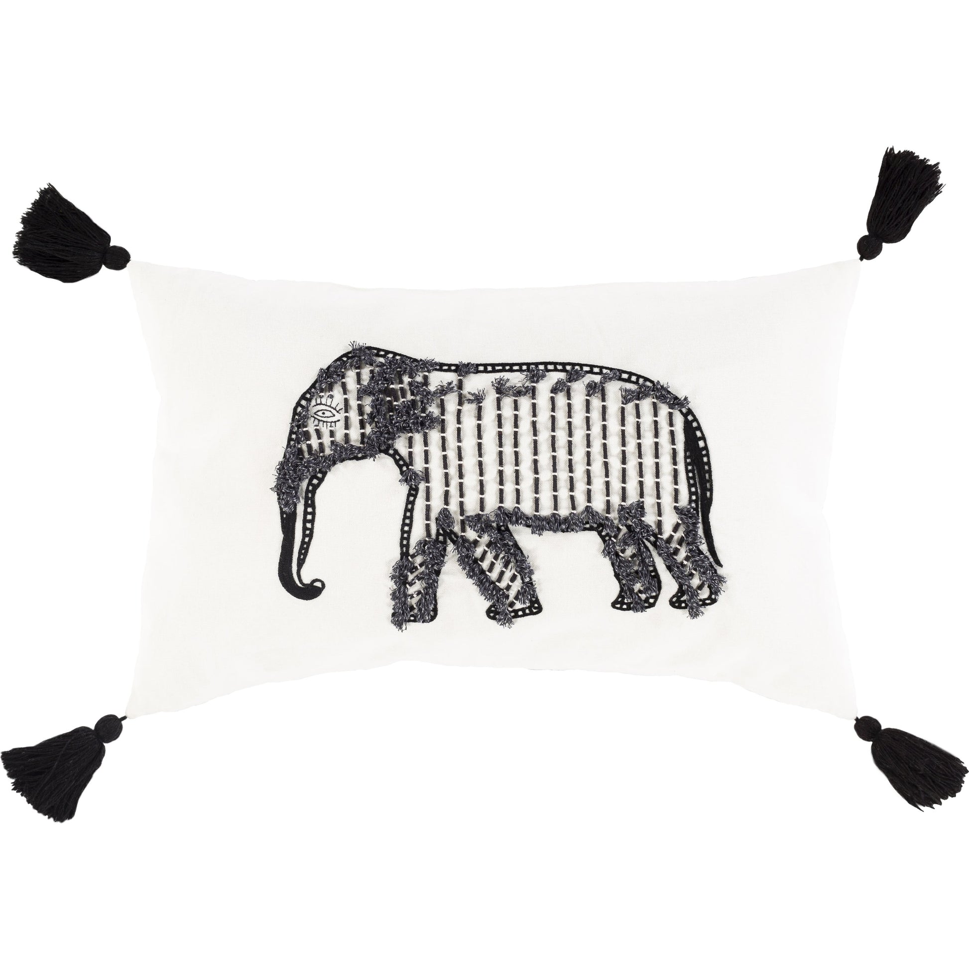 Laos Pillow - 34924 by Surya in white, black. Made from 100% cotton in a eclectic & global style.