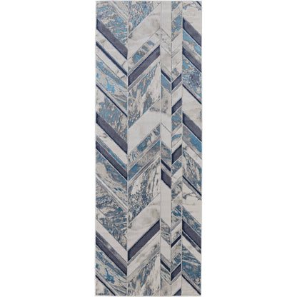 Indio Herringbone Rug - 39H1F by Feizy in ivory, blue, gray. Made from unique in a unique style.
