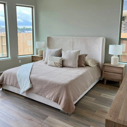 Gia Nightstand by LH Imports in light brown, gray. Made from acacia in a modern style.