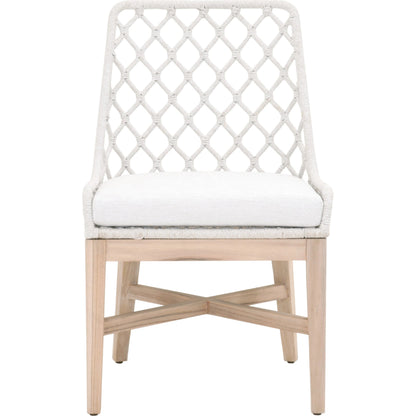 Lattis Dining Chair by Essentials For Living in gray, white speckle. Made from solid teak, aluminum, rope, 100% olefin in a coastal style.