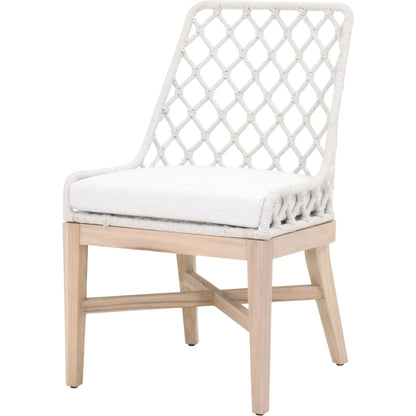 Lattis Dining Chair by Essentials For Living in gray, white speckle. Made from solid teak, aluminum, rope, 100% olefin in a coastal style.