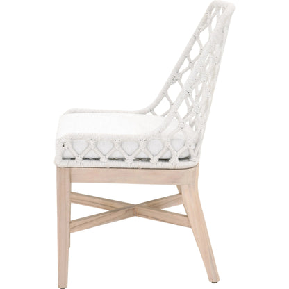 Lattis Dining Chair by Essentials For Living in gray, white speckle. Made from solid teak, aluminum, rope, 100% olefin in a coastal style.