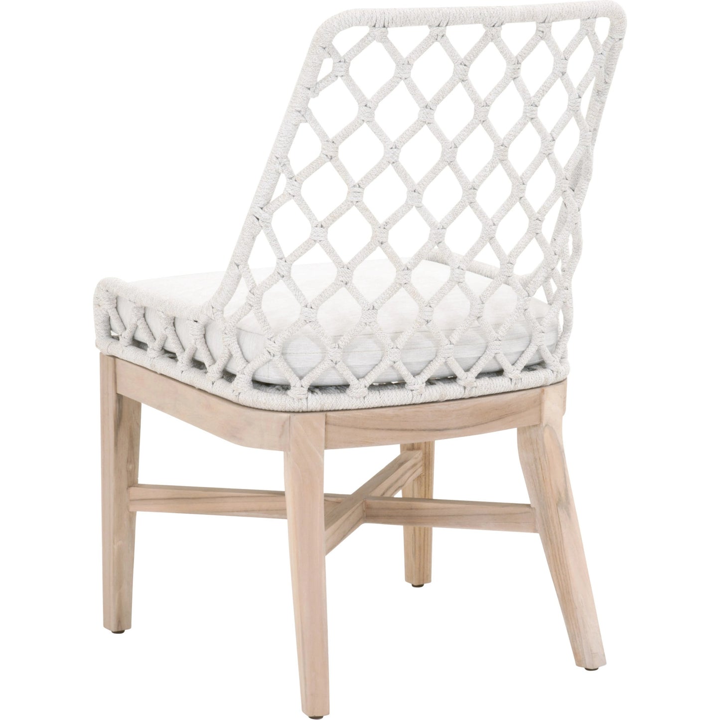 002 SR-837474 | Additional Silo | Lattis Dining Chair by Essentials For Living in gray, white speckle. Made from solid teak, aluminum, rope, 100% olefin in a coastal style.