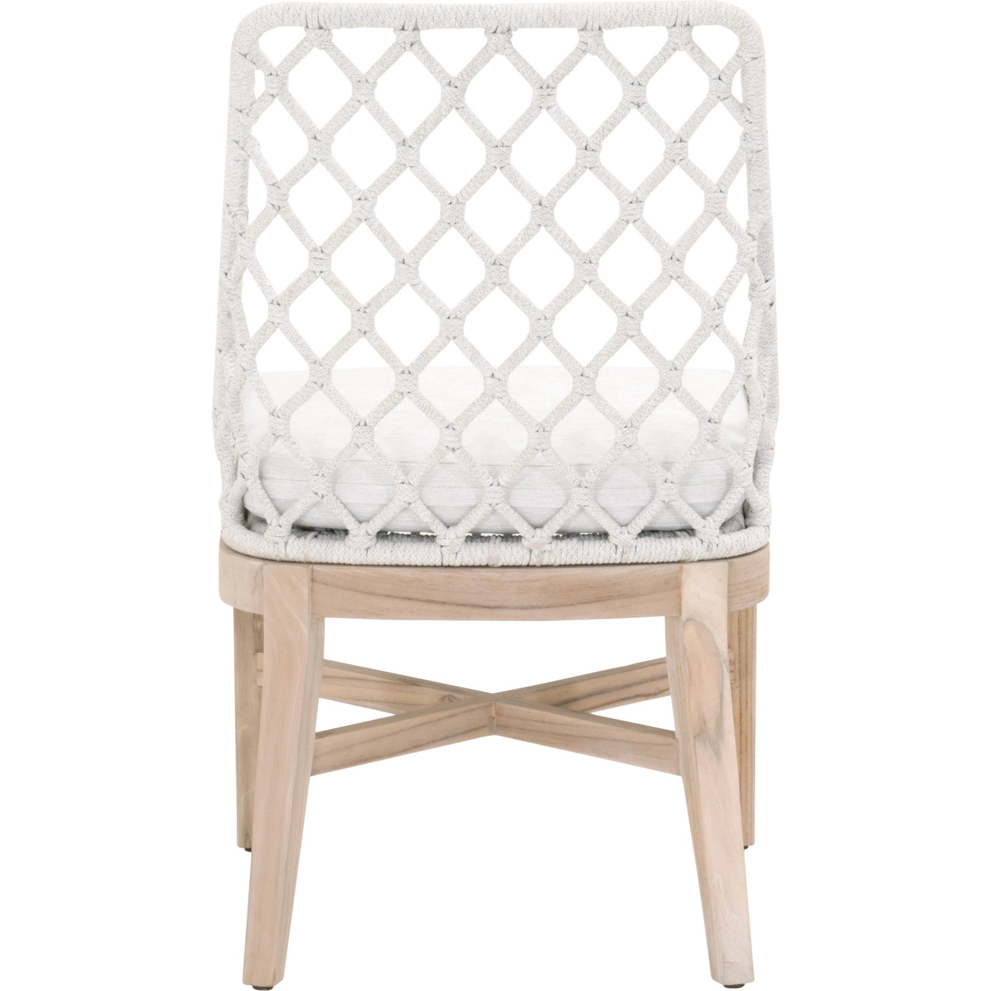 Lattis Dining Chair by Essentials For Living in gray, white speckle. Made from solid teak, aluminum, rope, 100% olefin in a coastal style.