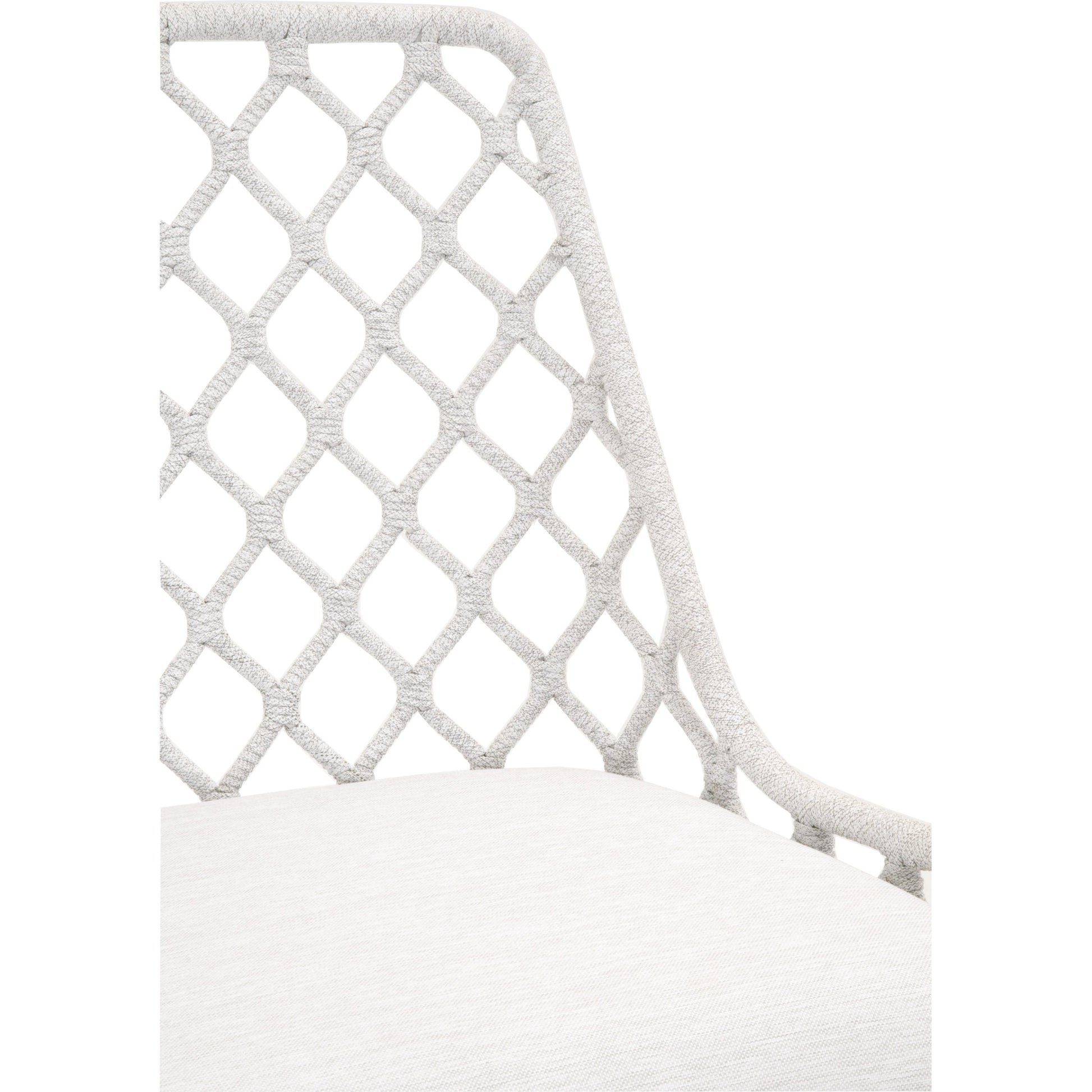 Lattis Dining Chair by Essentials For Living in gray, white speckle. Made from solid teak, aluminum, rope, 100% olefin in a coastal style.