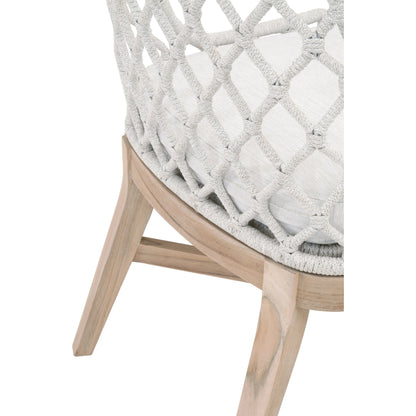 Lattis Dining Chair by Essentials For Living in gray, white speckle. Made from solid teak, aluminum, rope, 100% olefin in a coastal style.