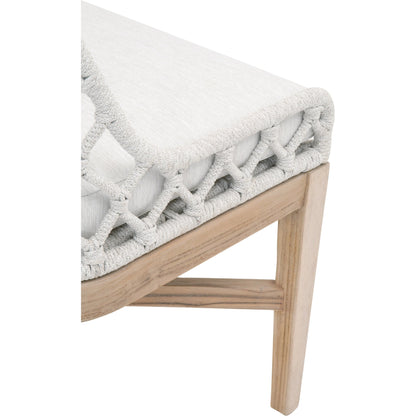 Lattis Dining Chair by Essentials For Living in gray, white speckle. Made from solid teak, aluminum, rope, 100% olefin in a coastal style.