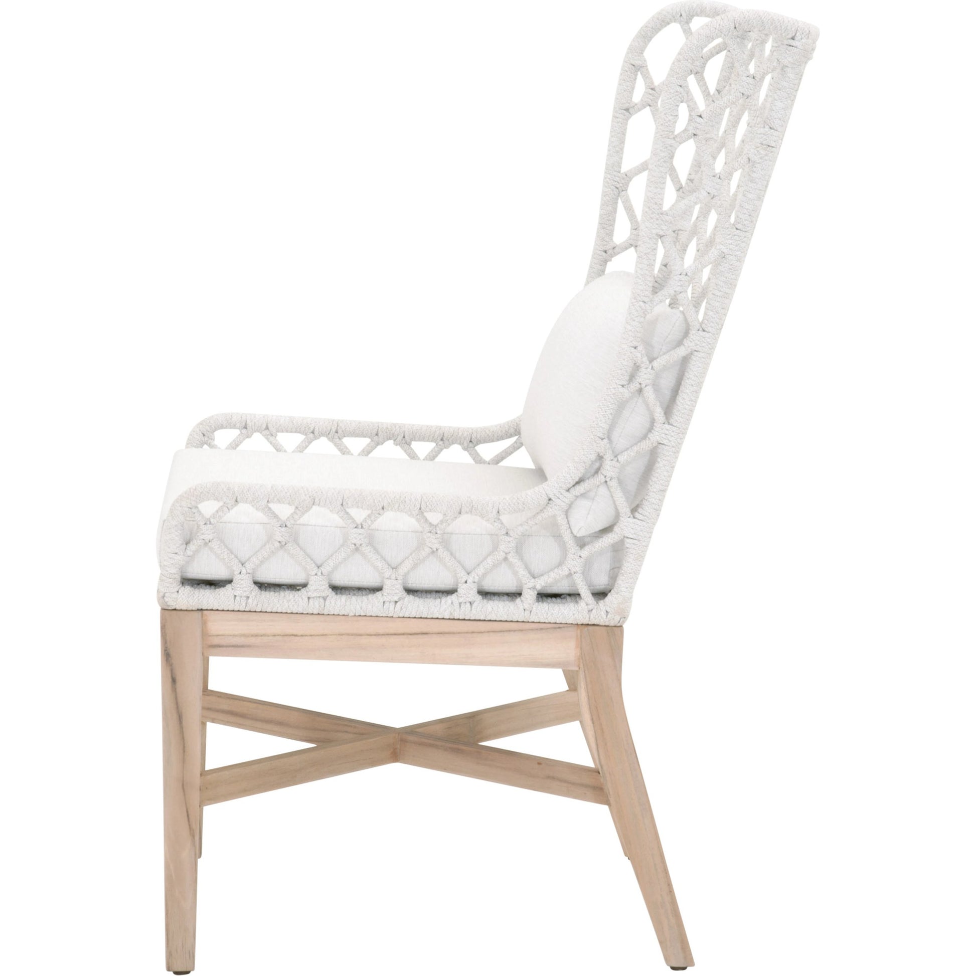 Lattis Wing Chair by Essentials For Living in gray, white speckle. Made from solid teak, aluminum, rope, 100% olefin in a coastal style.
