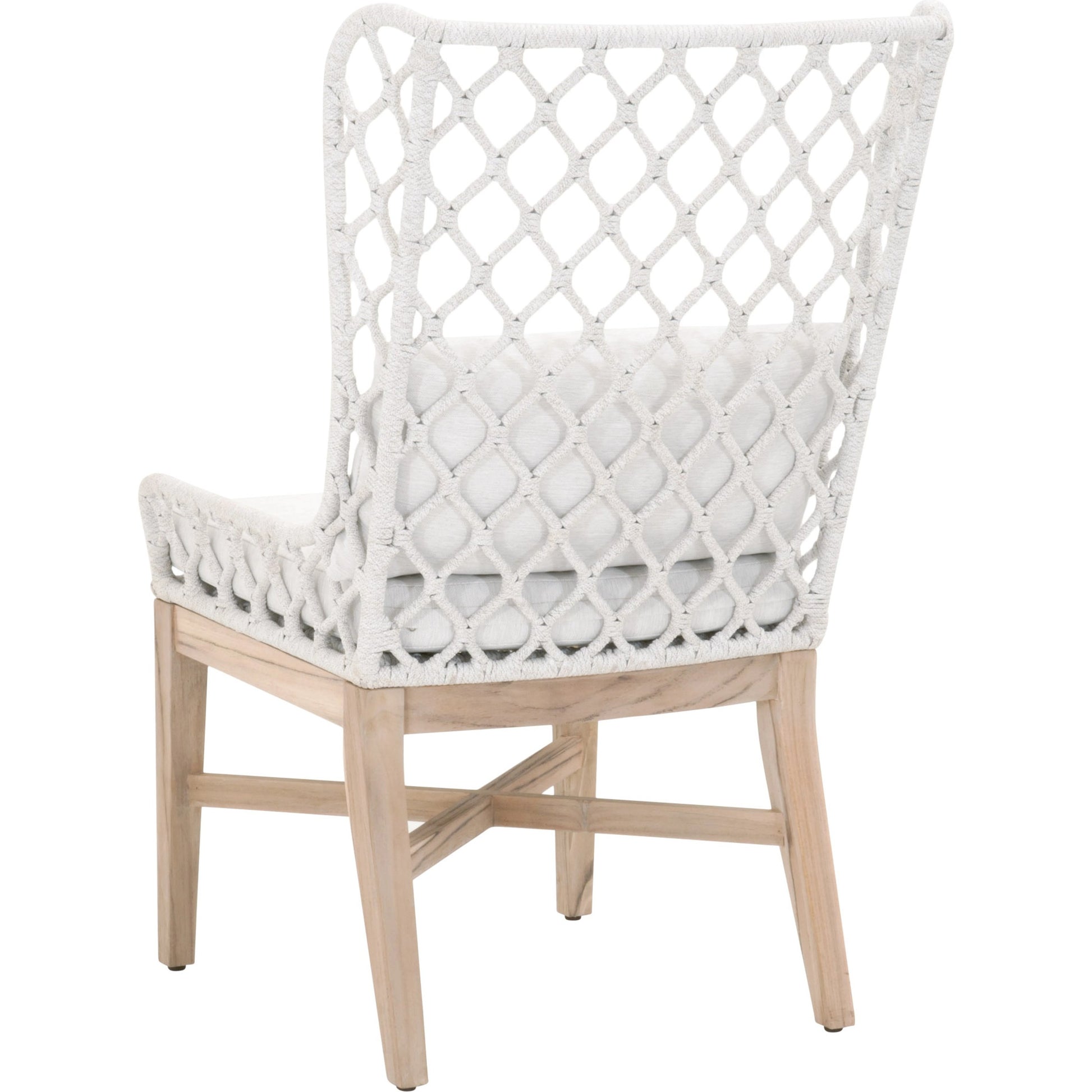 Lattis Wing Chair by Essentials For Living in gray, white speckle. Made from solid teak, aluminum, rope, 100% olefin in a coastal style.