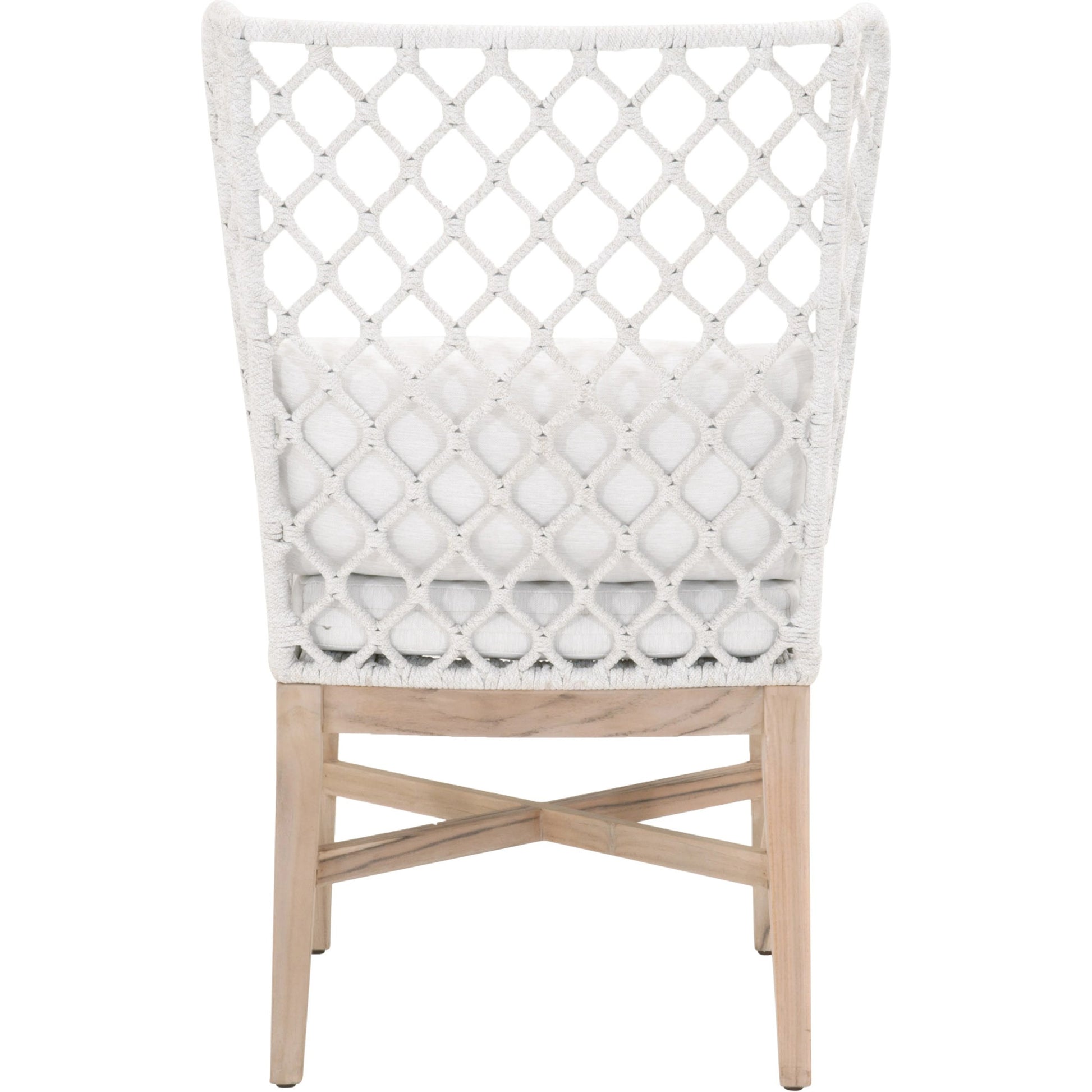 Lattis Wing Chair by Essentials For Living in gray, white speckle. Made from solid teak, aluminum, rope, 100% olefin in a coastal style.