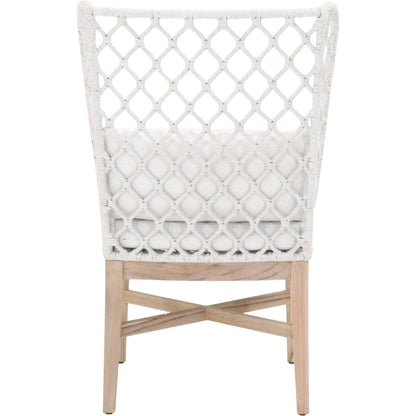 Lattis Wing Chair by Essentials For Living in gray, white speckle. Made from solid teak, aluminum, rope, 100% olefin in a coastal style.