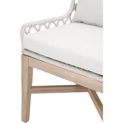 Lattis Wing Chair by Essentials For Living in gray, white speckle. Made from solid teak, aluminum, rope, 100% olefin in a coastal style.