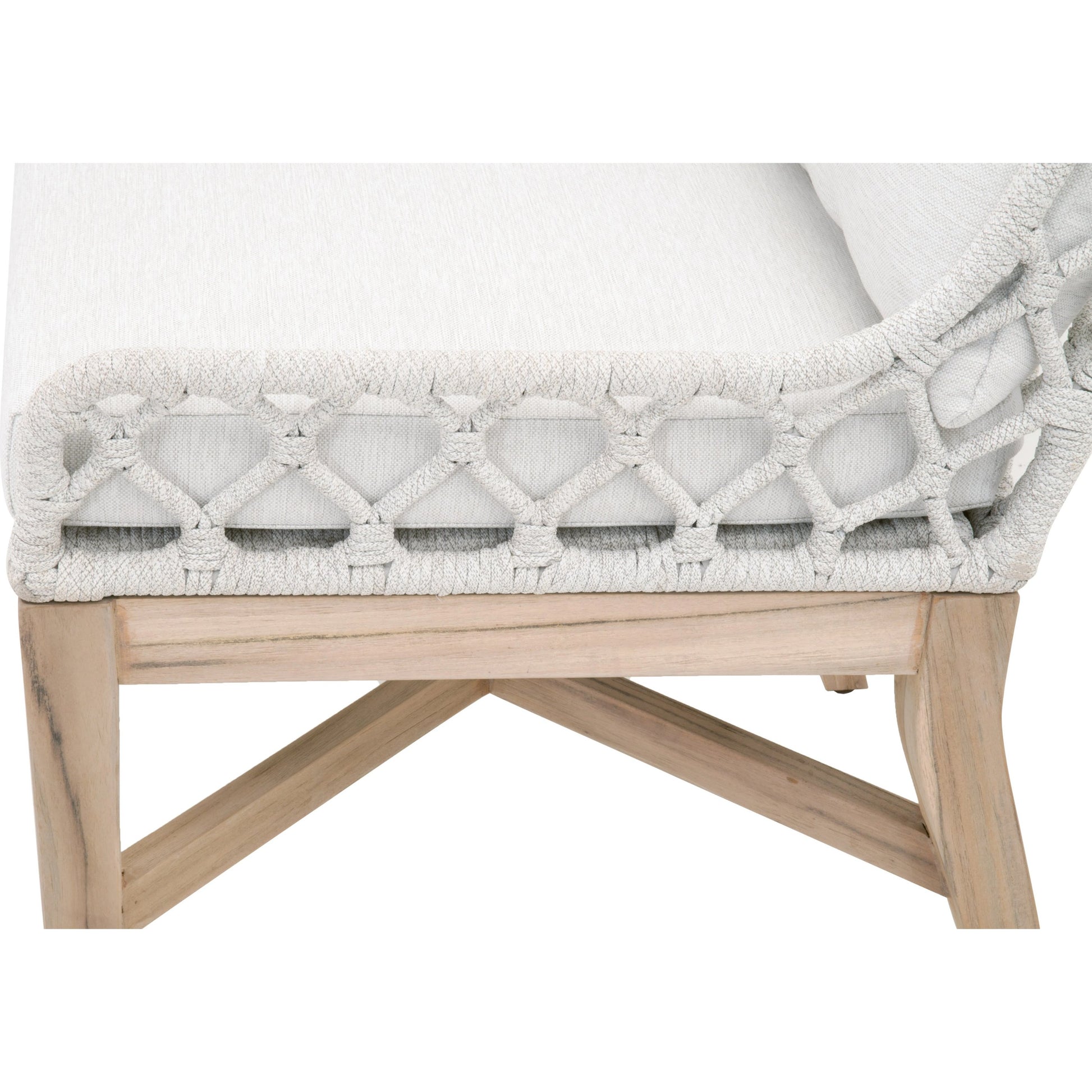 Lattis Wing Chair by Essentials For Living in gray, white speckle. Made from solid teak, aluminum, rope, 100% olefin in a coastal style.