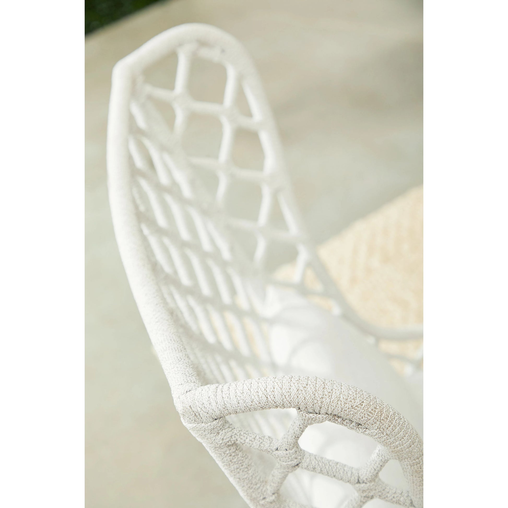 Lattis Wing Chair by Essentials For Living in gray, white speckle. Made from solid teak, aluminum, rope, 100% olefin in a coastal style.