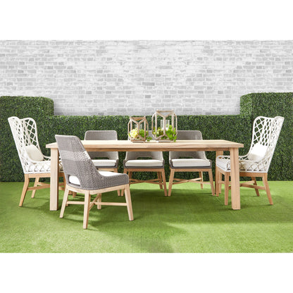 Lattis Wing Chair by Essentials For Living in gray, white speckle. Made from solid teak, aluminum, rope, 100% olefin in a coastal style.