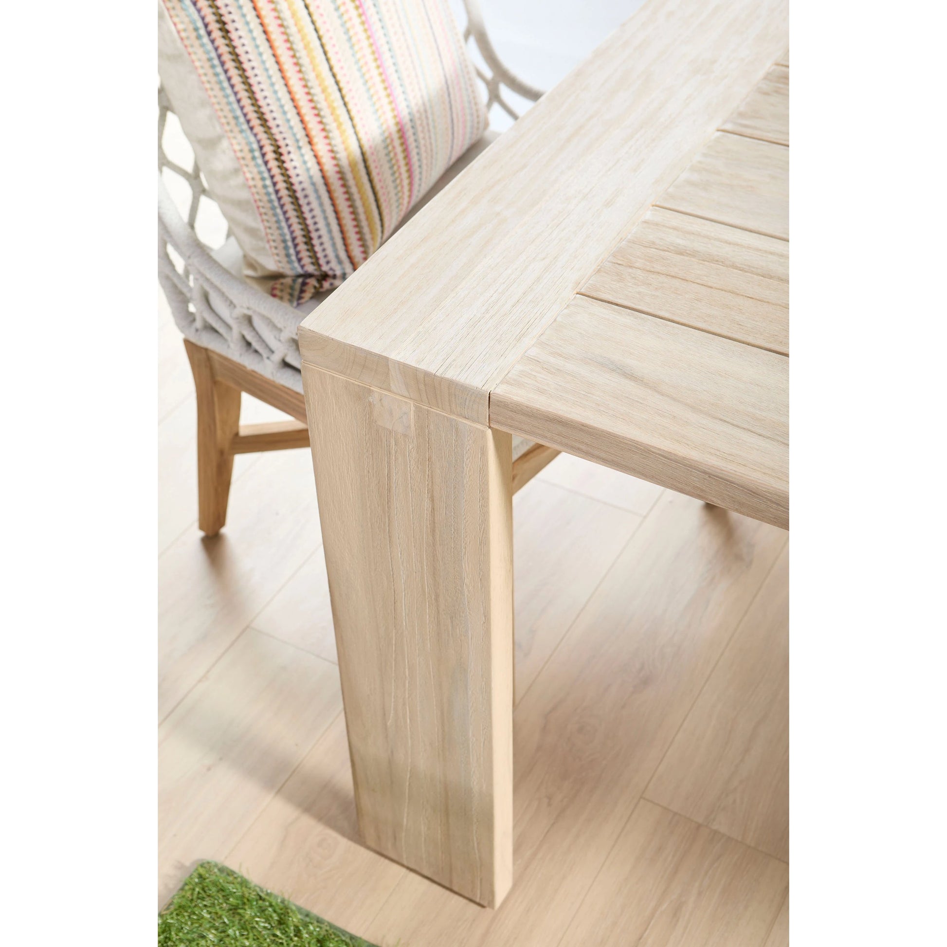 Lattis Wing Chair by Essentials For Living in gray, white speckle. Made from solid teak, aluminum, rope, 100% olefin in a coastal style.