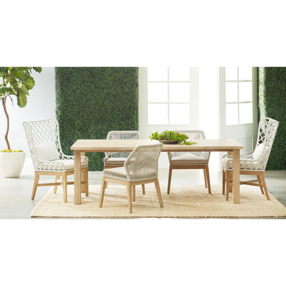 Lattis Wing Chair by Essentials For Living in gray, white speckle. Made from solid teak, aluminum, rope, 100% olefin in a coastal style.