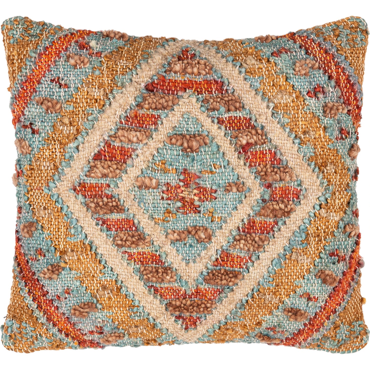 001 SI-1885405,SI-1885406 | Primary Silo | Luanda Pillow - 28846 by Surya in aqua, light beige. Made from 70% jute, 20% wool, 10% cotton, 100% cotton in a eclectic & global style.