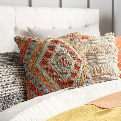 Luanda Pillow - 28846 by Surya in aqua, light beige. Made from 70% jute, 20% wool, 10% cotton, 100% cotton in a eclectic & global style.