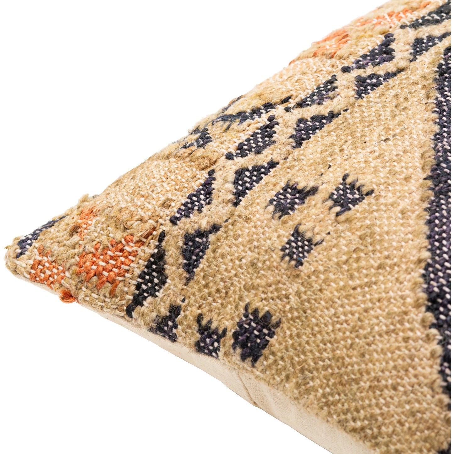 003 SI-1885419,SI-1885420,SI-1885421,SI-1885422 | Closeup | Luanda Pillow - 23520 by Surya in black, light beige. Made from 70% jute, 20% wool, 10% cotton, 100% cotton in a eclectic & global style.