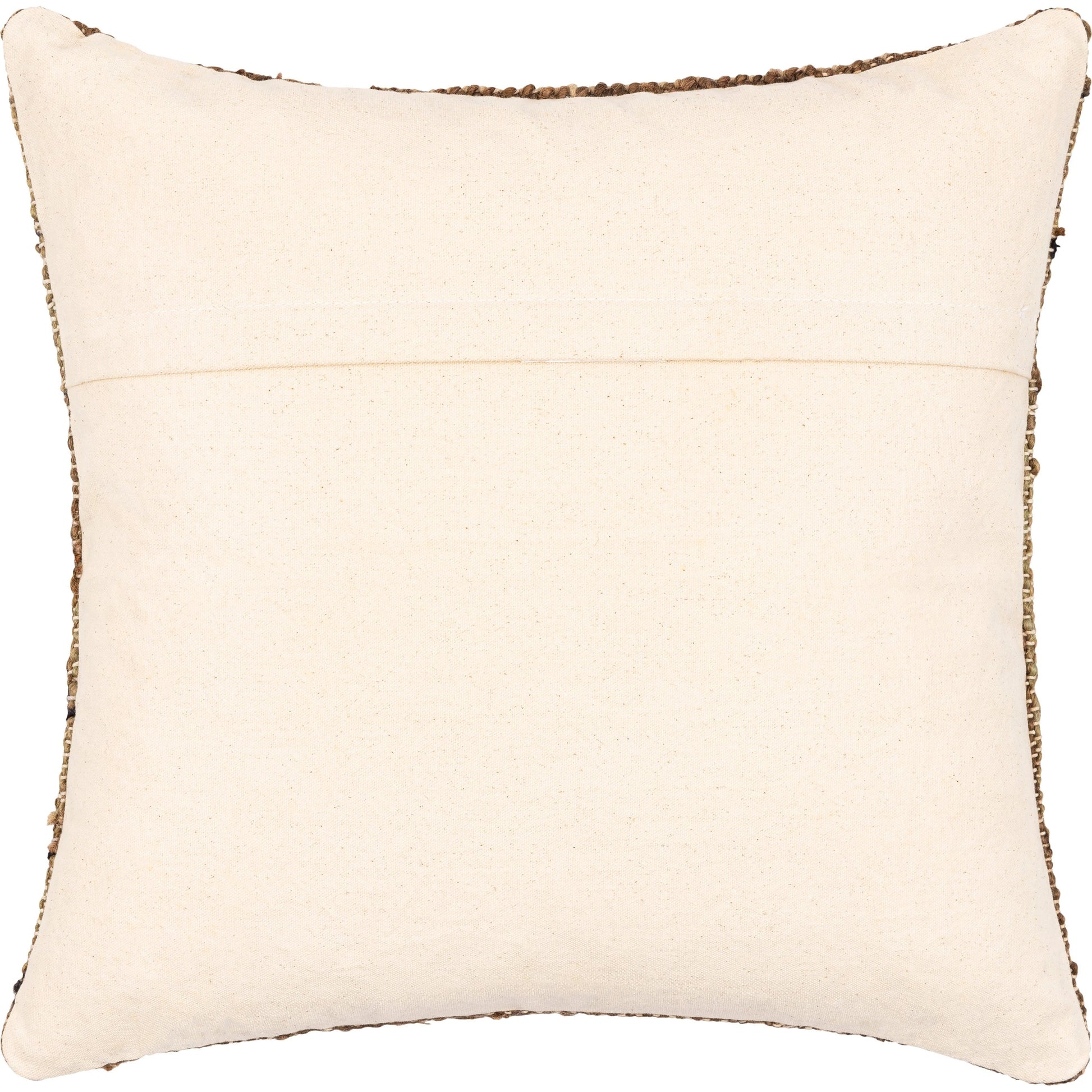 Luanda Pillow - 37087 by Surya in dark brown, brown, seafoam, black, light beige, olive. Made from 70% jute, 20% wool, 10% cotton, 100% cotton in a eclectic & global 