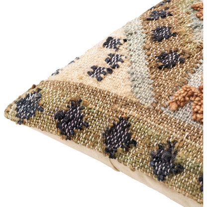 Luanda Pillow - 37087 by Surya in dark brown, brown, seafoam, black, light beige, olive. Made from 70% jute, 20% wool, 10% cotton, 100% cotton in a eclectic & global style.
