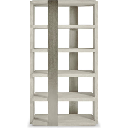 Tempo Etagere by Bernhardt in larza, satin nickel. Made from oak, aluminum in a transitional style.