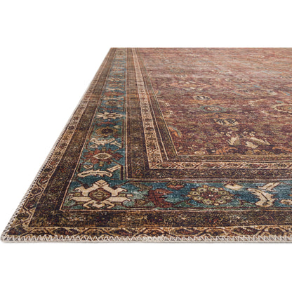 Layla LAY-01 Rug by Loloi in brick, blue. Made from 100% polyester in a traditional style.