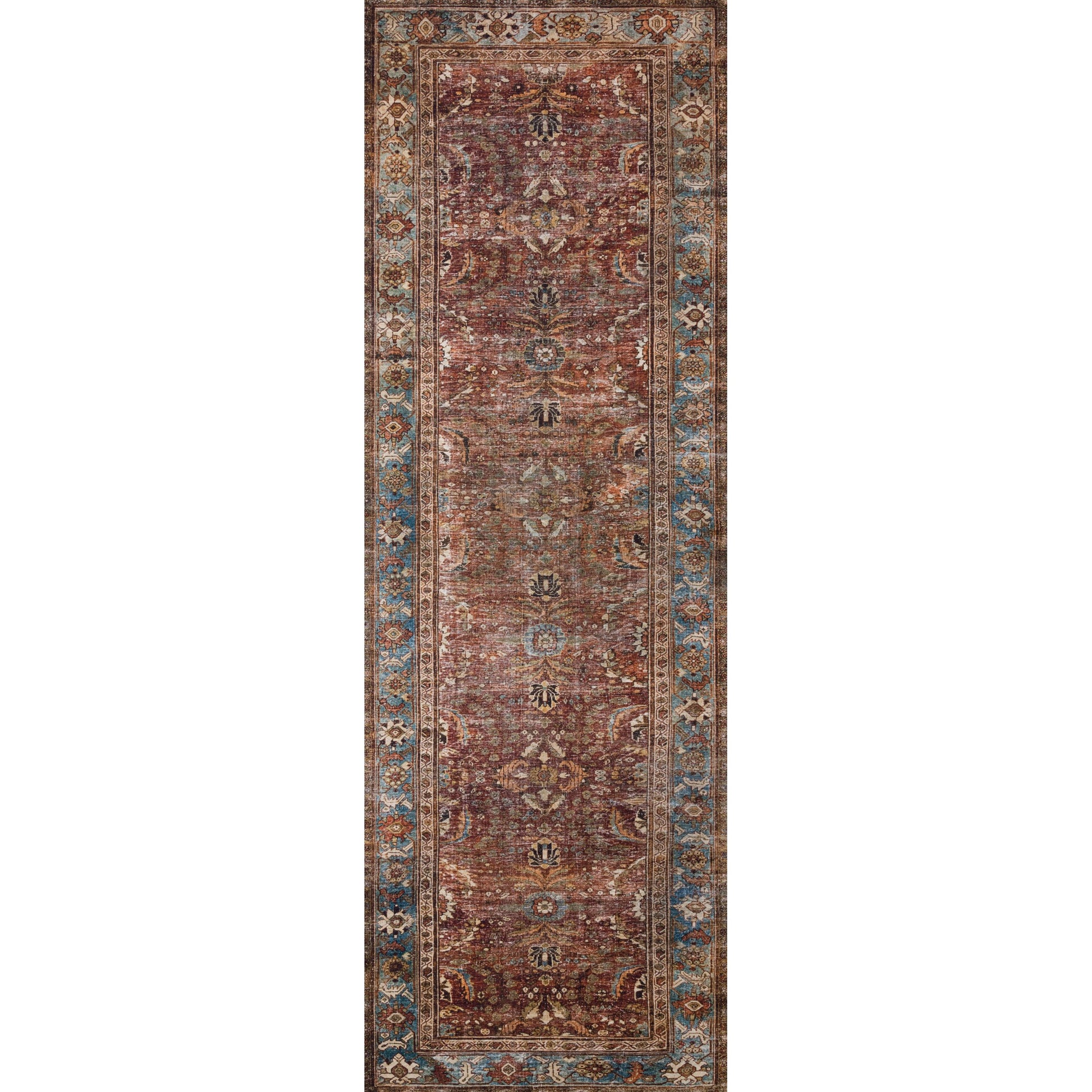 Layla LAY-01 Rug by Loloi in brick, blue. Made from 100% polyester in a traditional style.