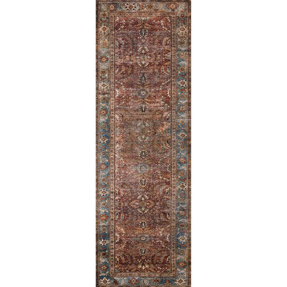 Layla LAY-01 Rug by Loloi in brick, blue. Made from 100% polyester in a traditional style.