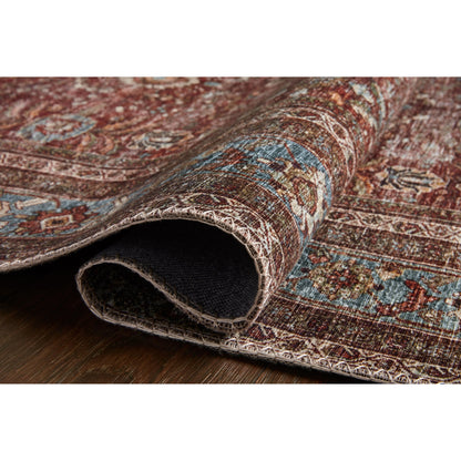 Layla LAY-01 Rug by Loloi in brick, blue. Made from 100% polyester in a traditional style.