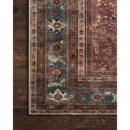 Layla LAY-01 Rug by Loloi in brick, blue. Made from 100% polyester in a traditional style.